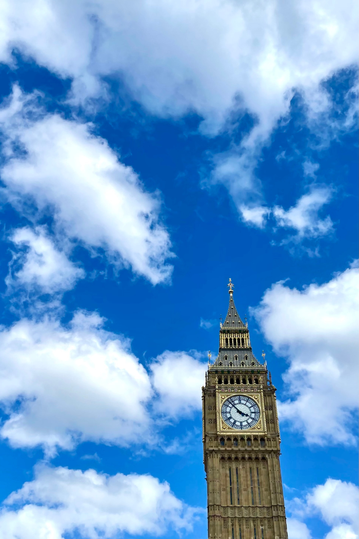 big ben in london set in a blue sky